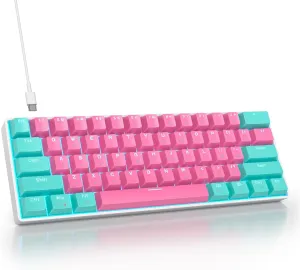 60 Percent Gaming Keyboard 61 Keys Wired Mechanical Keyboard Ultra Compact Keyboard Red Switch LED Backlit for Windows Laptop Gamer(61 Miami)