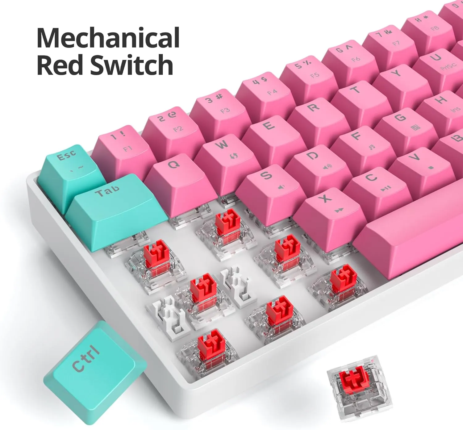 60 Percent Gaming Keyboard 61 Keys Wired Mechanical Keyboard Ultra Compact Keyboard Red Switch LED Backlit for Windows Laptop Gamer(61 Miami)