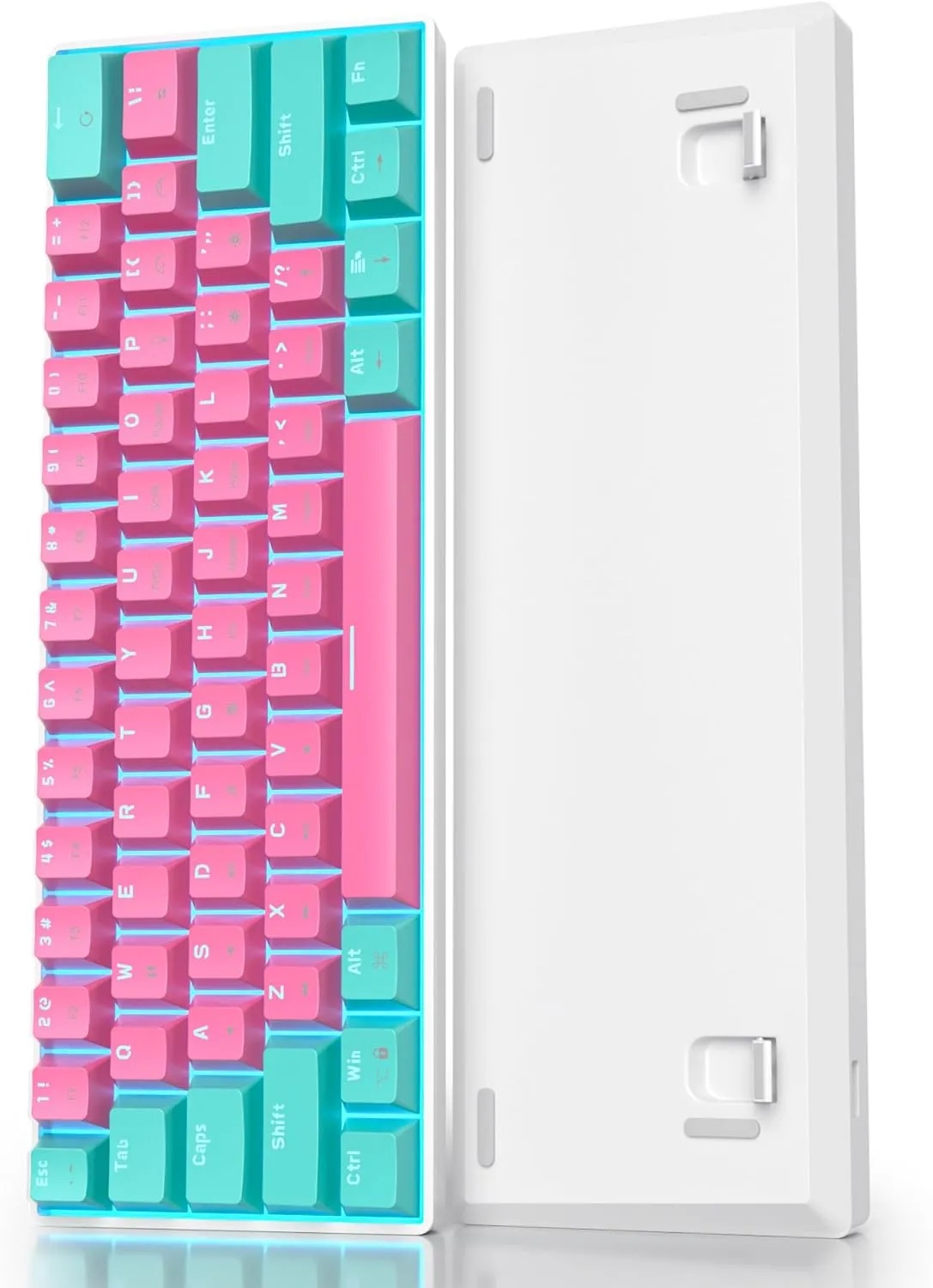 60 Percent Gaming Keyboard 61 Keys Wired Mechanical Keyboard Ultra Compact Keyboard Red Switch LED Backlit for Windows Laptop Gamer(61 Miami)