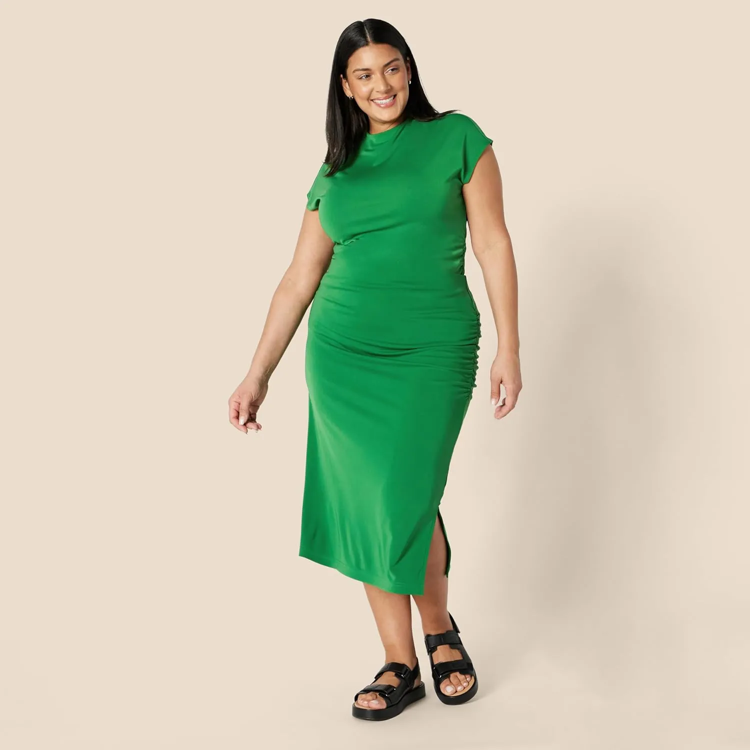 Amazon Essentials Women's Slim-Fit Ruched Matte Jersey Skirt (Top Sold Separately)