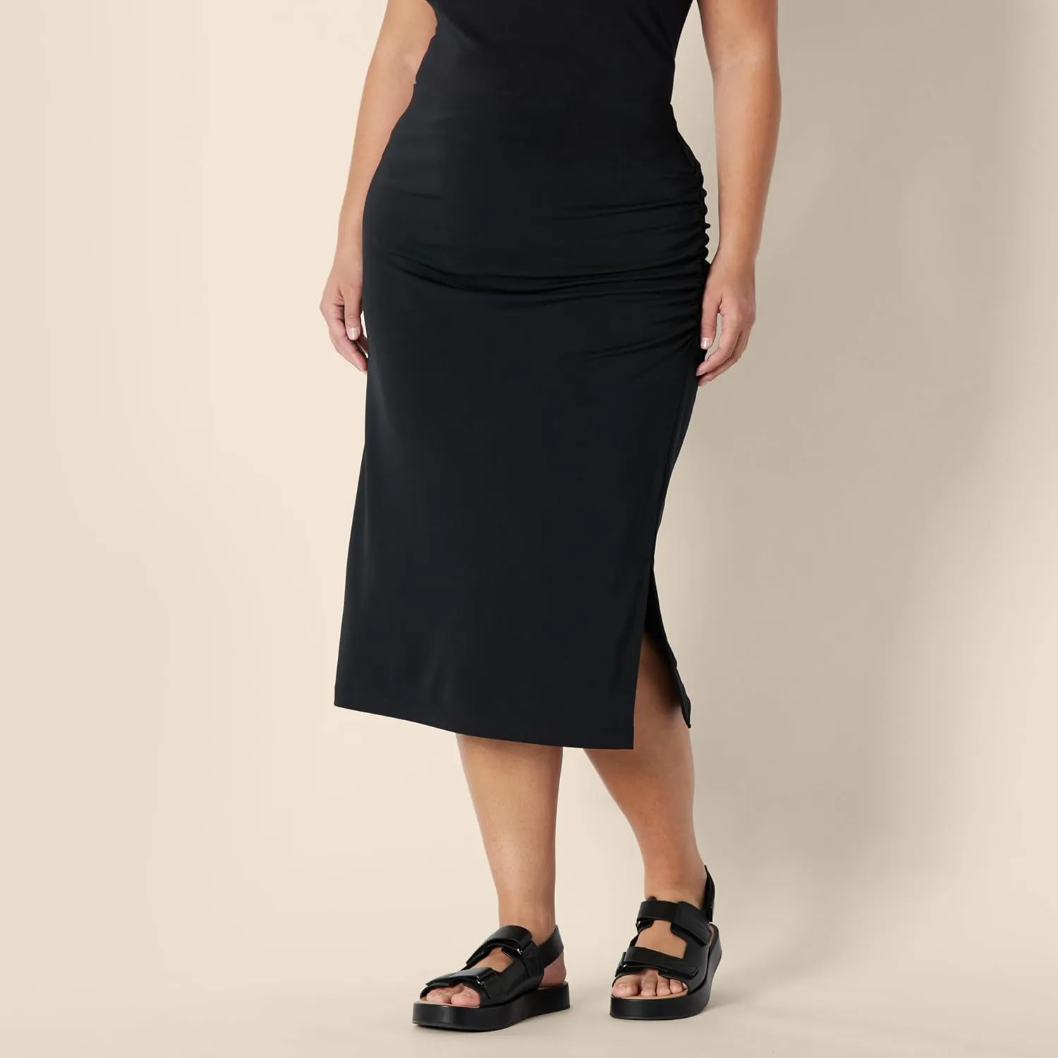 Amazon Essentials Women's Slim-Fit Ruched Matte Jersey Skirt (Top Sold Separately)