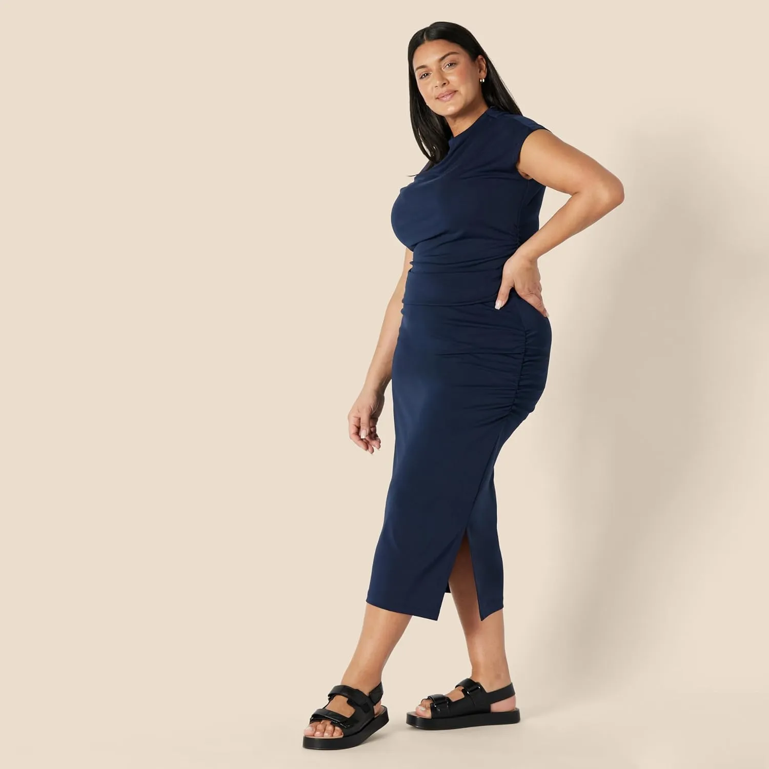 Amazon Essentials Women's Slim-Fit Ruched Matte Jersey Skirt (Top Sold Separately)
