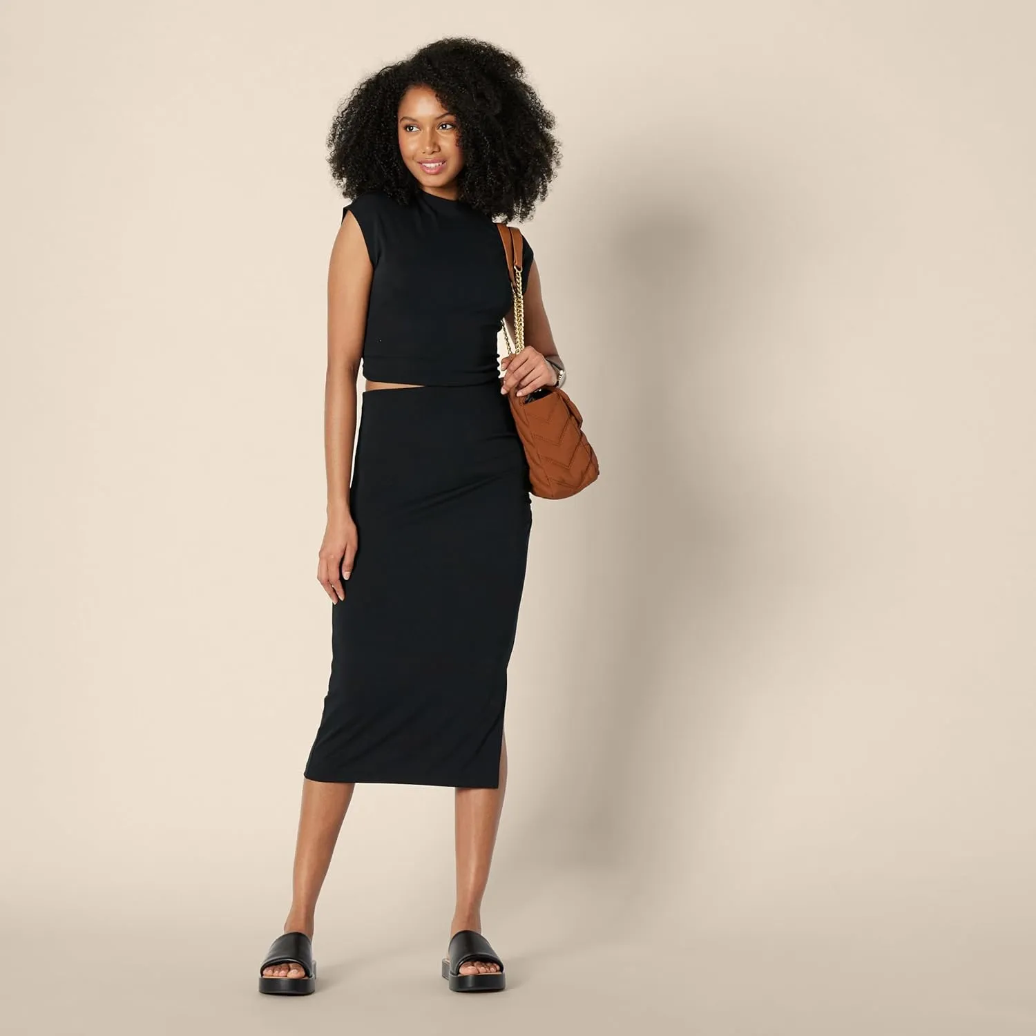 Amazon Essentials Women's Slim-Fit Ruched Matte Jersey Skirt (Top Sold Separately)