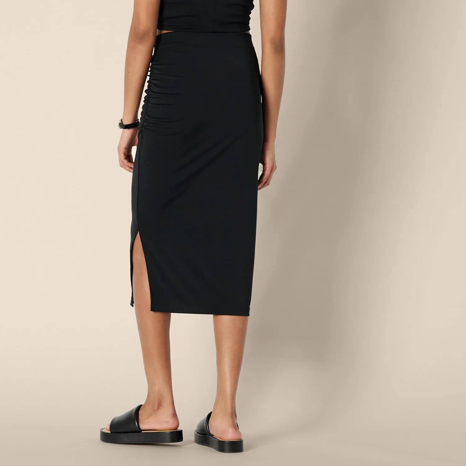 Amazon Essentials Women's Slim-Fit Ruched Matte Jersey Skirt (Top Sold Separately)