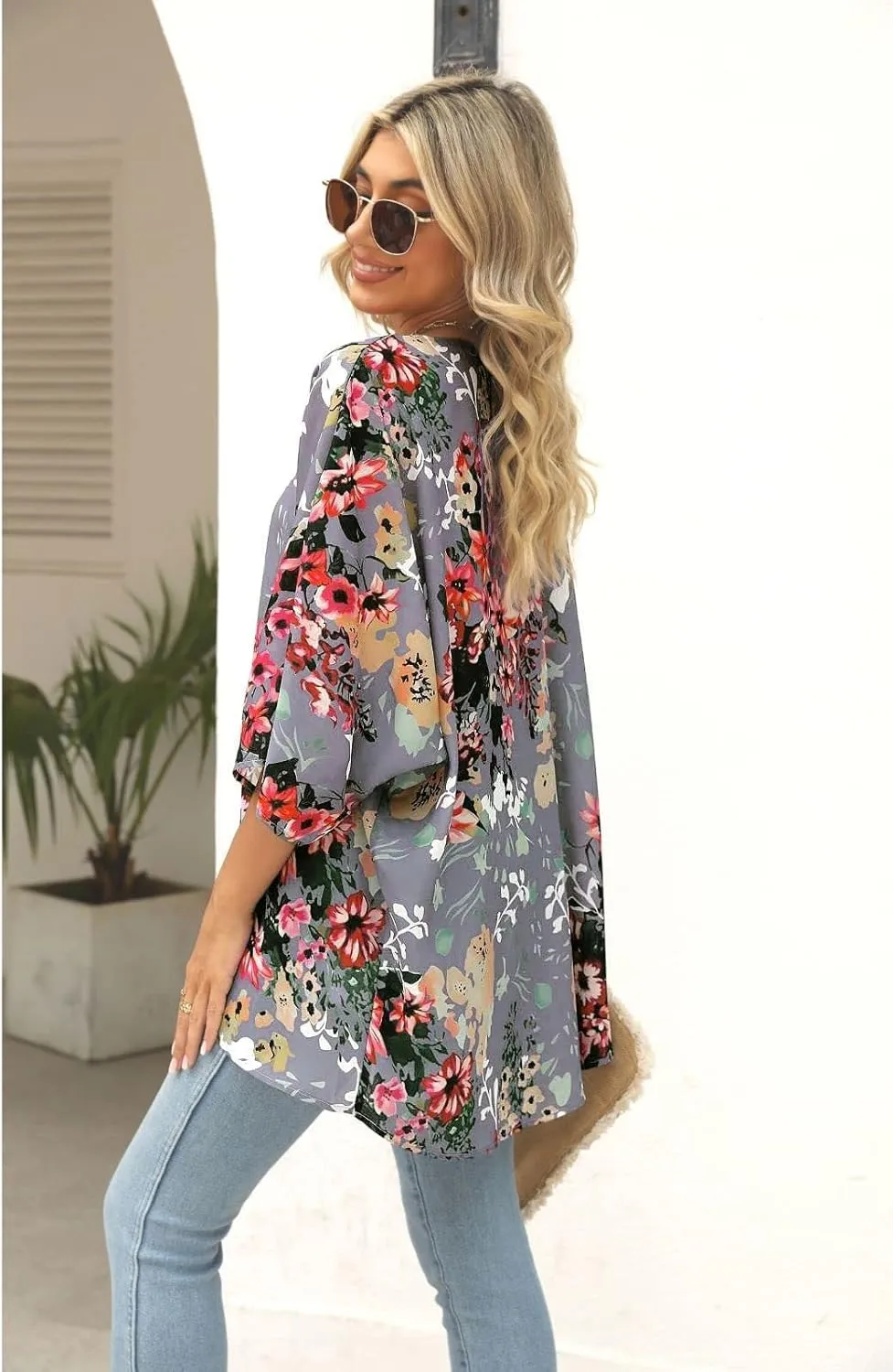 BB&KK Women's Floral Kimono Summer Short Cover Ups Tops