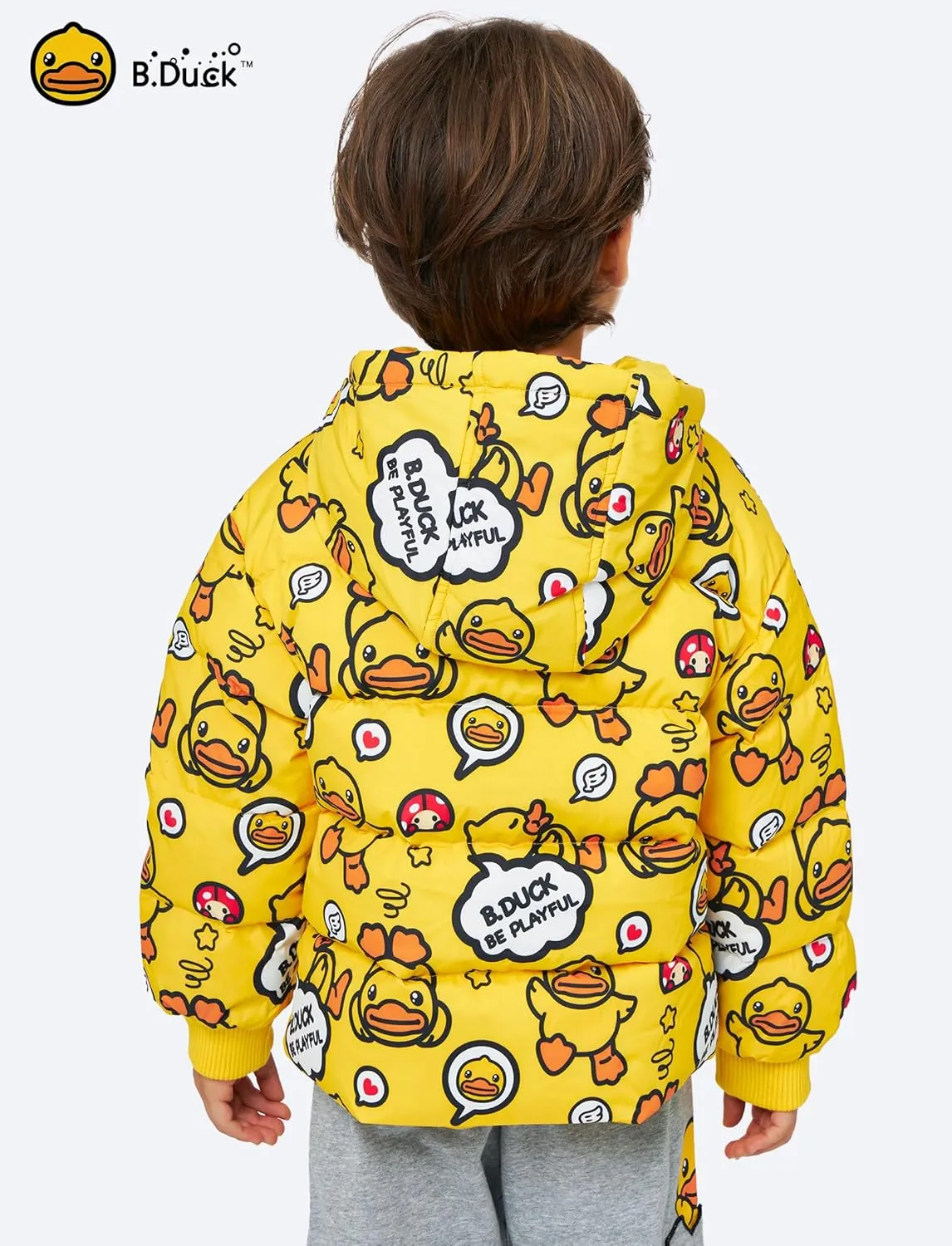 B.Duck Unisex Boys Girls Puffer Jacket Trenchcoat Cute Yellow Duck Quilted Winter Coat Puffy Vest for Toddler Kids 3-12 Years
