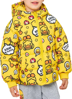 B.Duck Unisex Boys Girls Puffer Jacket Trenchcoat Cute Yellow Duck Quilted Winter Coat Puffy Vest for Toddler Kids 3-12 Years