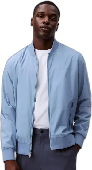 Calvin Klein Men's Matte Logo Zip Bomber Jacket Faded Denim