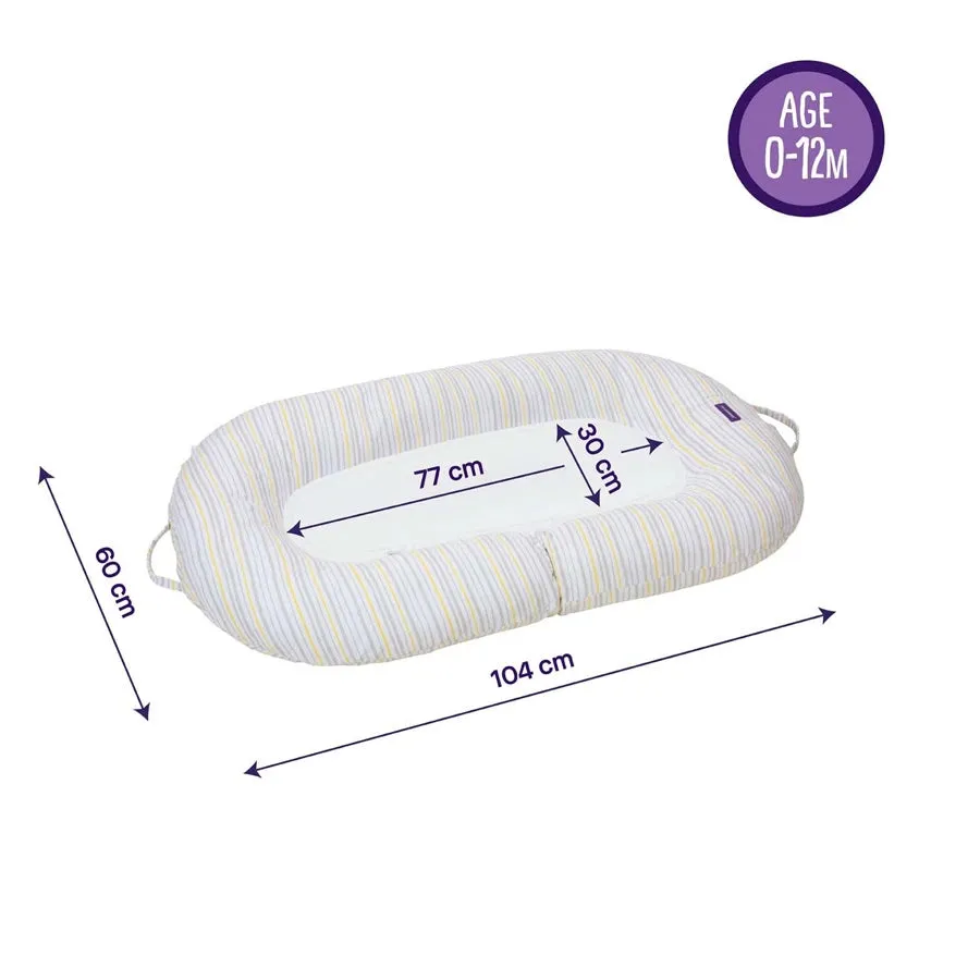 Clevamama Mum2Me Maternity Pillow & Baby Pod (Grey /Yellow Stripes)