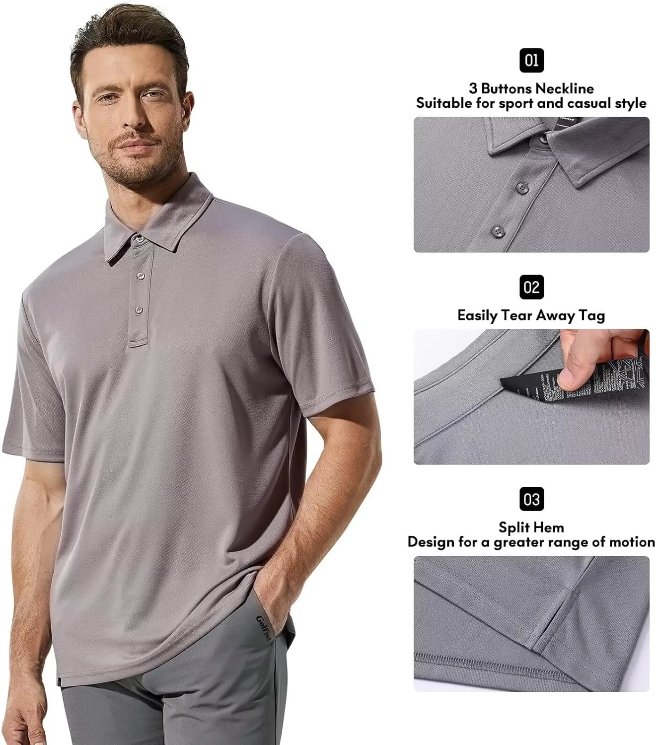 Haimont Polo Shirts for Men-Dry Fit Short Sleeve Collared Golf T-Shirts Business Casual Work Polos, Moisture Wicking