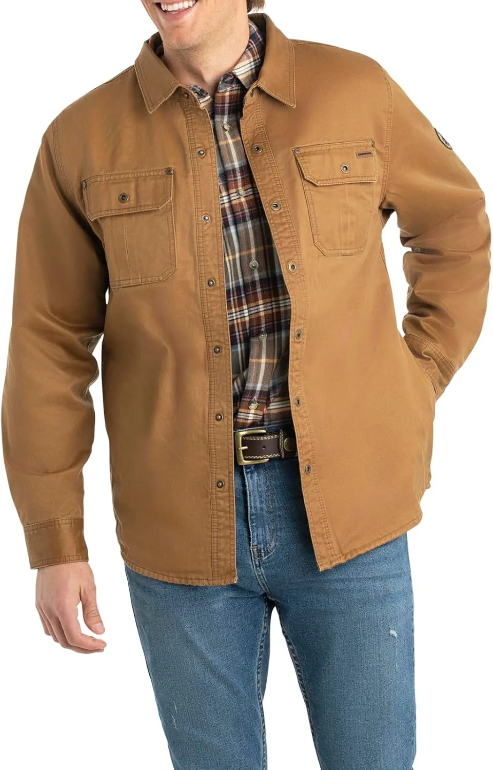 Legendary Whitetails Journeyman Shirt Jacket Flannel Lined Shacket for Men Water-Resistant Coat Rugged Fall Clothing