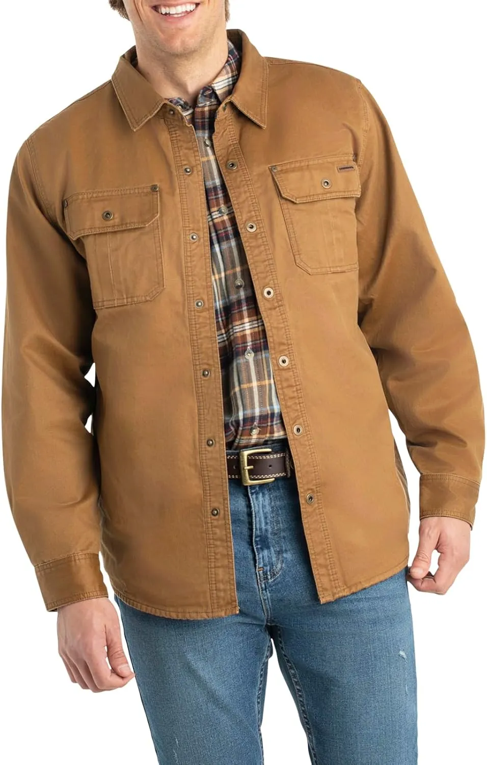 Legendary Whitetails Journeyman Shirt Jacket Flannel Lined Shacket for Men Water-Resistant Coat Rugged Fall Clothing