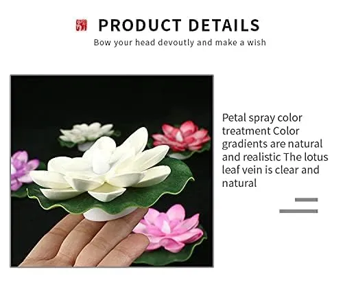 Ofix  Flower Candle Home Arts Water Sensor Floating/Smokeless Lotus/Diyas for Pool Pond, Water Bowl, Festival, Outdoor and Indoor Decoration, Home Decor Items (Set of 12)