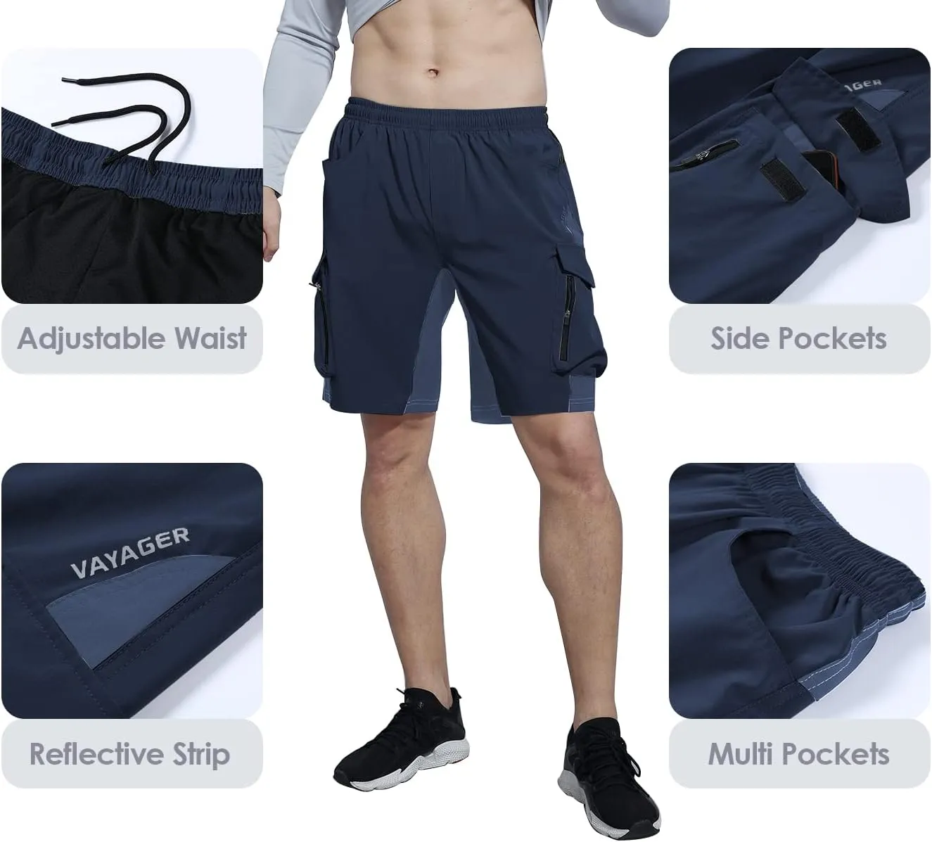 VAYAGER Men's Hiking Cargo Shorts Lightweight Multi Pocket Casual Outdoor Travel Shorts for Fishing Camping